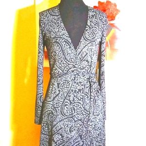 GUC J Crew black paisley wrap around dress